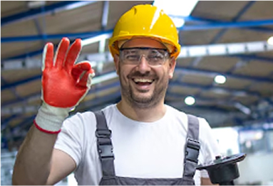 Worker with thumbs up representing balanced work life