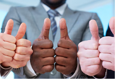 Thumbs up representing service excellence